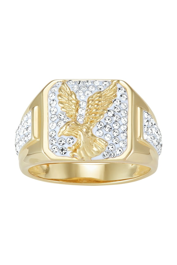Crystals Eagle Ring in Sterling Silver and 18K Gold Plate,Size 11