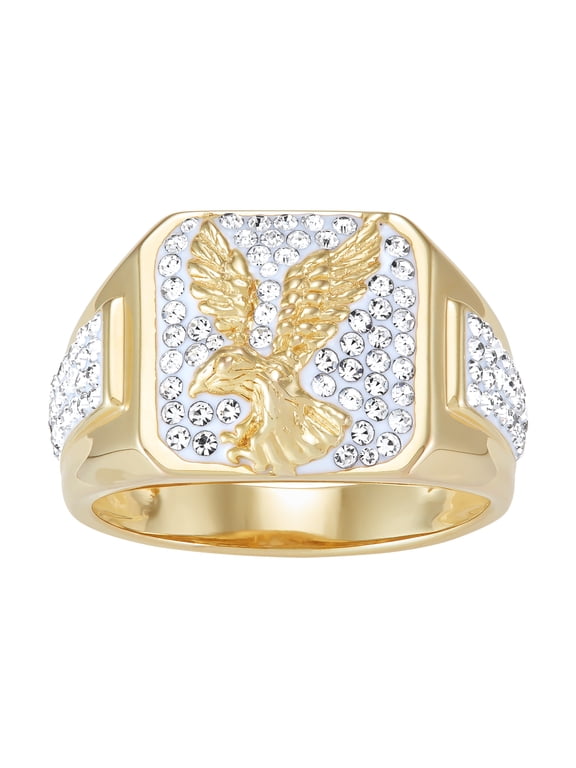 Crystals Eagle Ring in Sterling Silver and 18K Gold Plate,Size 11