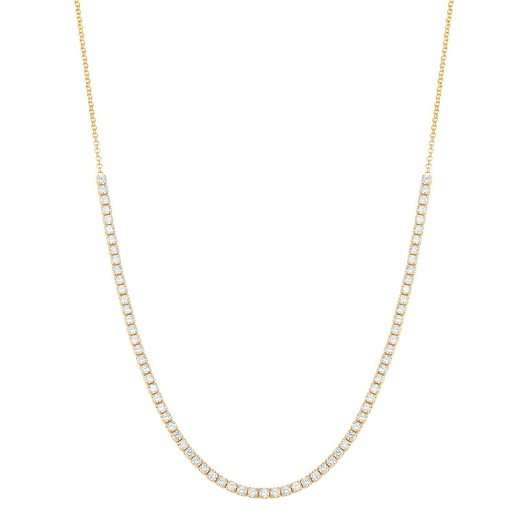 Brilliance Fine Jewelry Cubic Zirconia Adjustable Necklace in Sterling  Silver 14KT Gold Plate