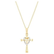 Brilliance Fine Jewelry Cubic Zirconia Cross with Heart Pendant in Gold-Filled,18"