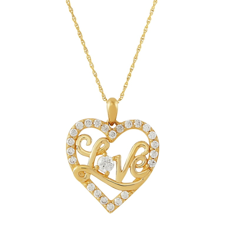 Brilliance Fine Jewelry Cubic Zirconia Heart 10K Yellow Gold on 18