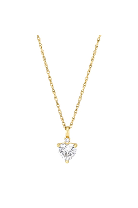 Cubic Zirconia Heart Pendant in 14KT Gold Plated Sterling Silver