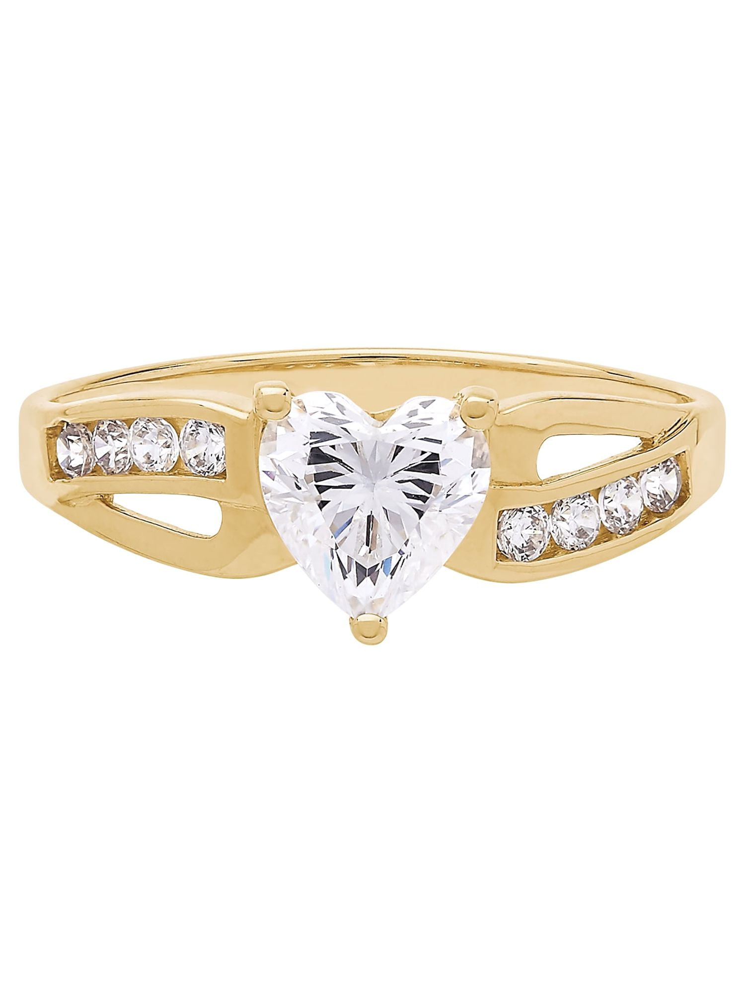 Brilliance Fine Jewelry Cubic Zirconia Heart Ring in 10K Yellow Gold,Size 9