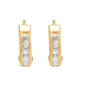 BRILLIANCE FINE JEWELRY Cubic Zirconia Huggie Style Earrings in 10K Yellow Gold