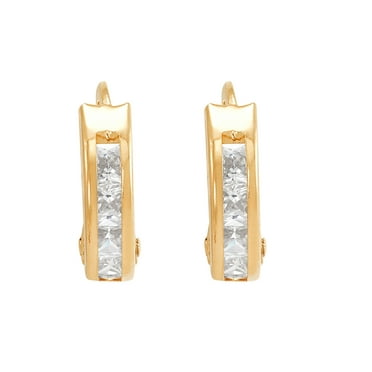 Brilliance Fine Jewelry Cubic Zirconia Huggie Style Earrings in 10K Yellow Gold
