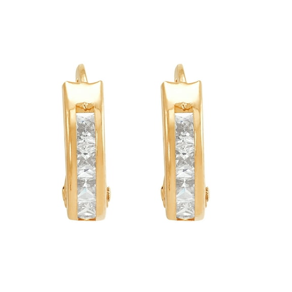 Brilliance Fine Jewelry Cubic Zirconia Huggie Style Earrings in 10K Yellow Gold