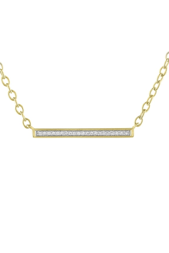 Ladies Brilliance Fine Jewelry Diamond Accent Bar Necklace in 14 Kt Gold Plated Sterling Silver