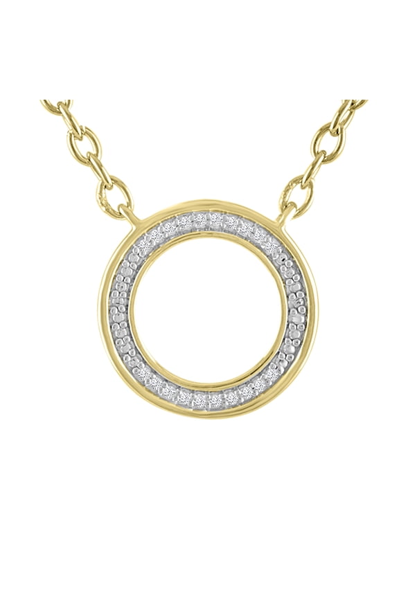 Ladies Brilliance Fine Jewelry Diamond Accent Circle Necklace with 14 Kt Plated Sterling Silver