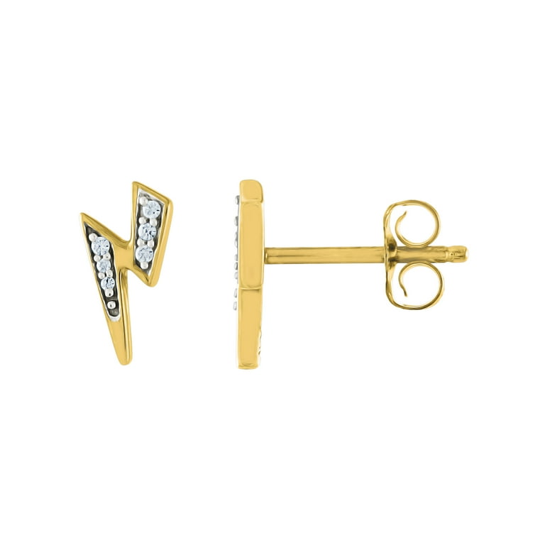 Lightening Bolt Stud Earrings 14k Gold-plated on Sterling Silver Childs Lightening Bolt Stud Earrings 14k Gold-plated on Sterling Silver Childs