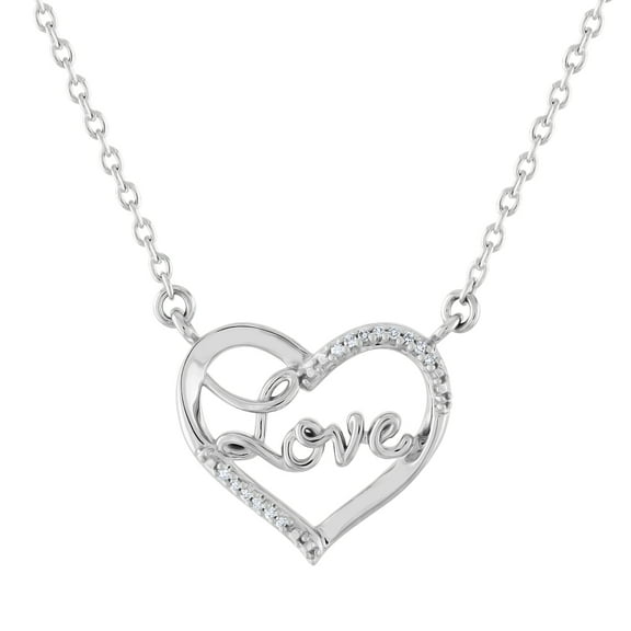 Brilliance Fine Jewelry Diamond Accent "Love" Heart Necklace Sterling Silver
