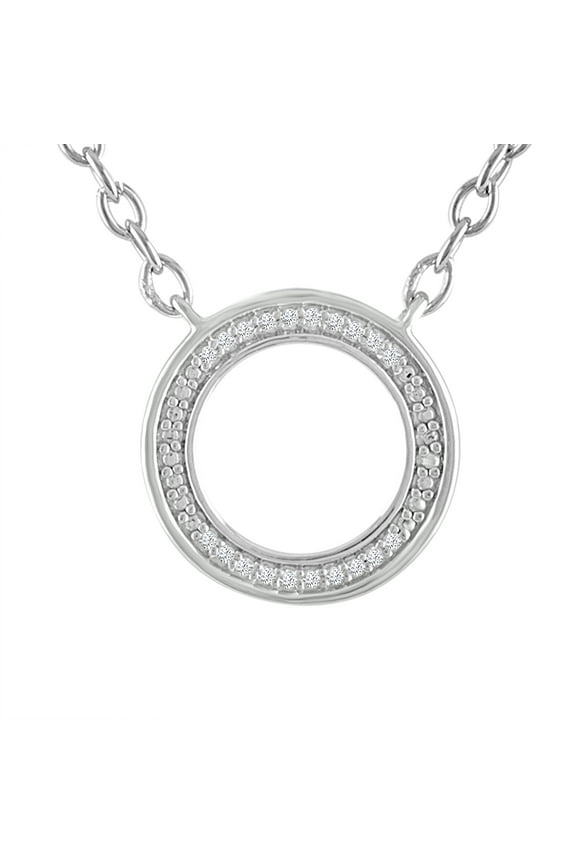 Ladies Brilliance Fine Jewelry Diamond Accent Sterling Silver Circle Necklace