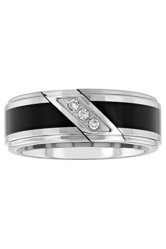 Men's Tungsten Diamond Accent 8mm Two Tone Band - Mens Ring