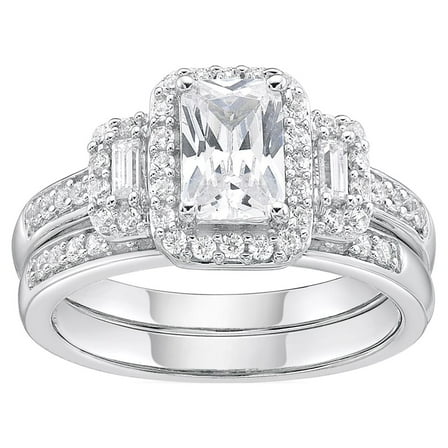 Brilliance Fine Jewelry Diamond Bridal Engagement Ring Set, Silver