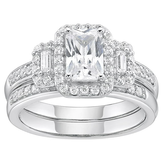 Brilliance Fine Jewelry Diamond Bridal Engagement Ring Set, Silver