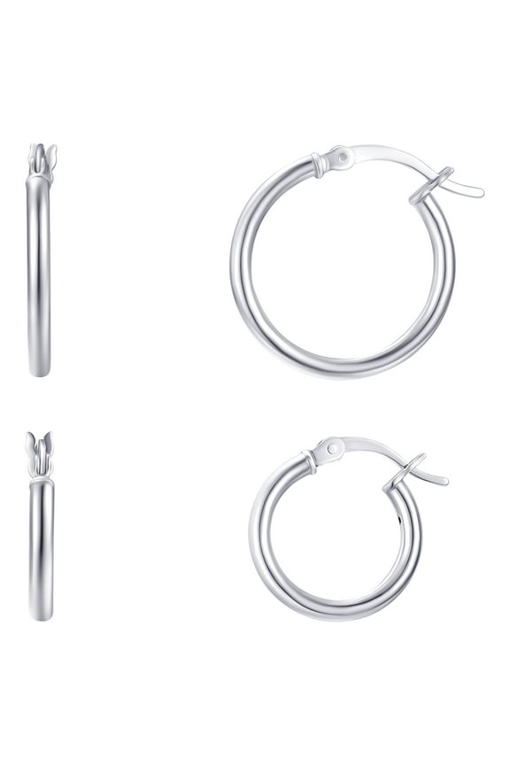 Duo Click Top Hoop Earrings in Sterling Silver