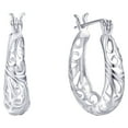 thumbnail image 1 of Brilliance Fine Jewelry Filigree Hoop Earrings in Sterling Silver 18MM, 1 of 4