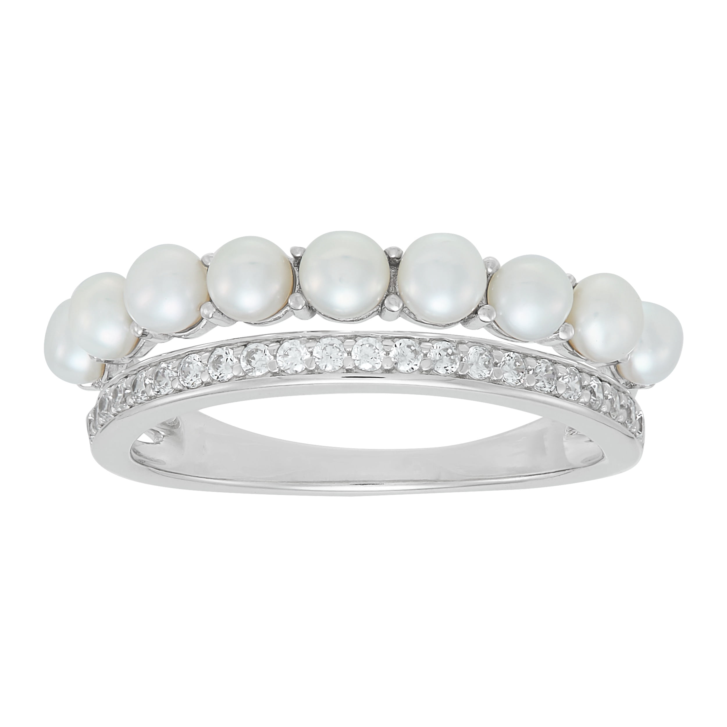 Brilliance Fine Jewelry Freshwater Pearl Band Ring in Sterling Silver