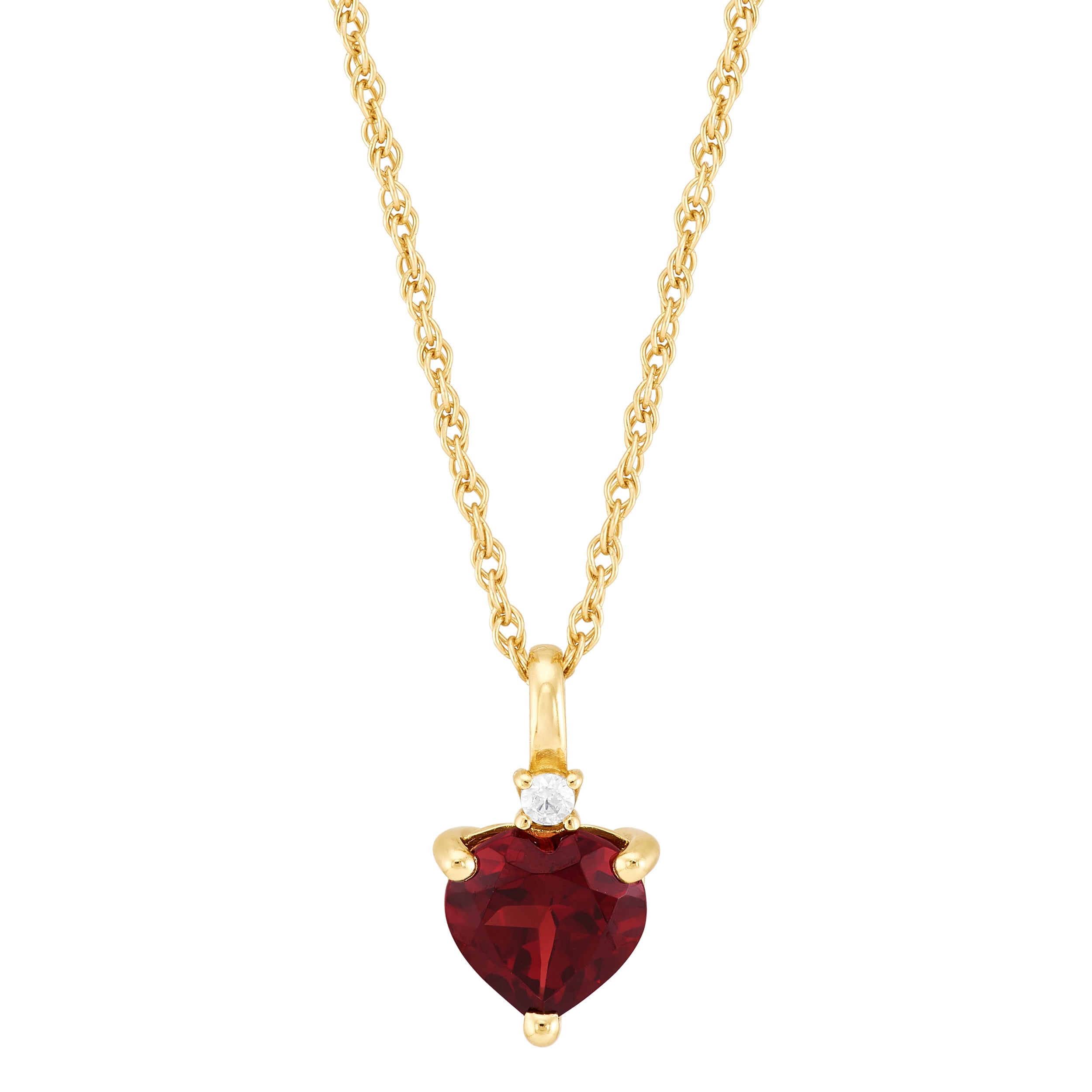 Brilliance Fine Jewelry Garnet Heart Pendant in 14KT Gold Plated Sterling Silver