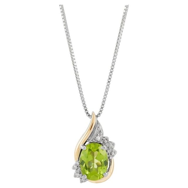 Brilliance Fine Jewelry Genuine Peridot Diamond Accent Necklace in
