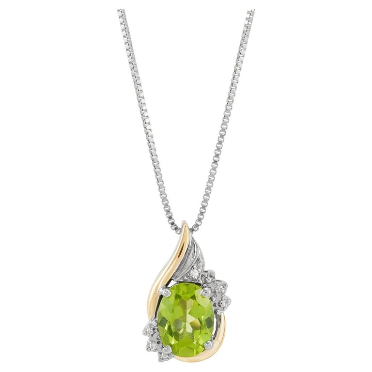 Brilliance Fine Jewelry Genuine Peridot Diamond Accent Necklace in