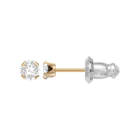 Brilliance Fine Jewelry 14K Yellow Gold Girl's April Crystal Stud Earrings