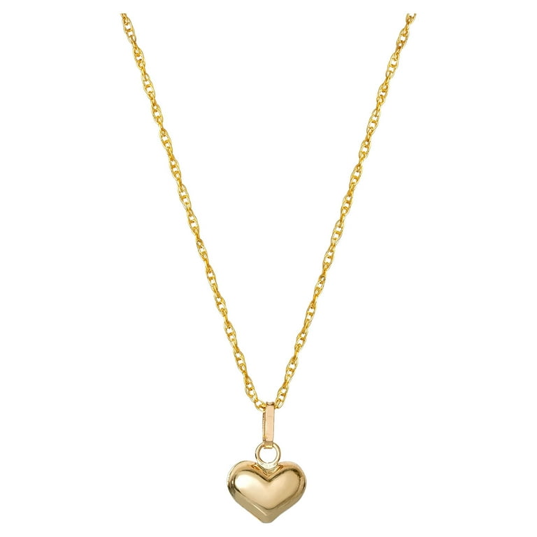 14k yellow gold top heart necklace set