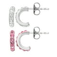 thumbnail image 1 of Brilliance Fine Jewelry Girl’s Crystal J Hoop Earrings Set, Sterling Silver, Comes with 2 Pairs, 1 of 5