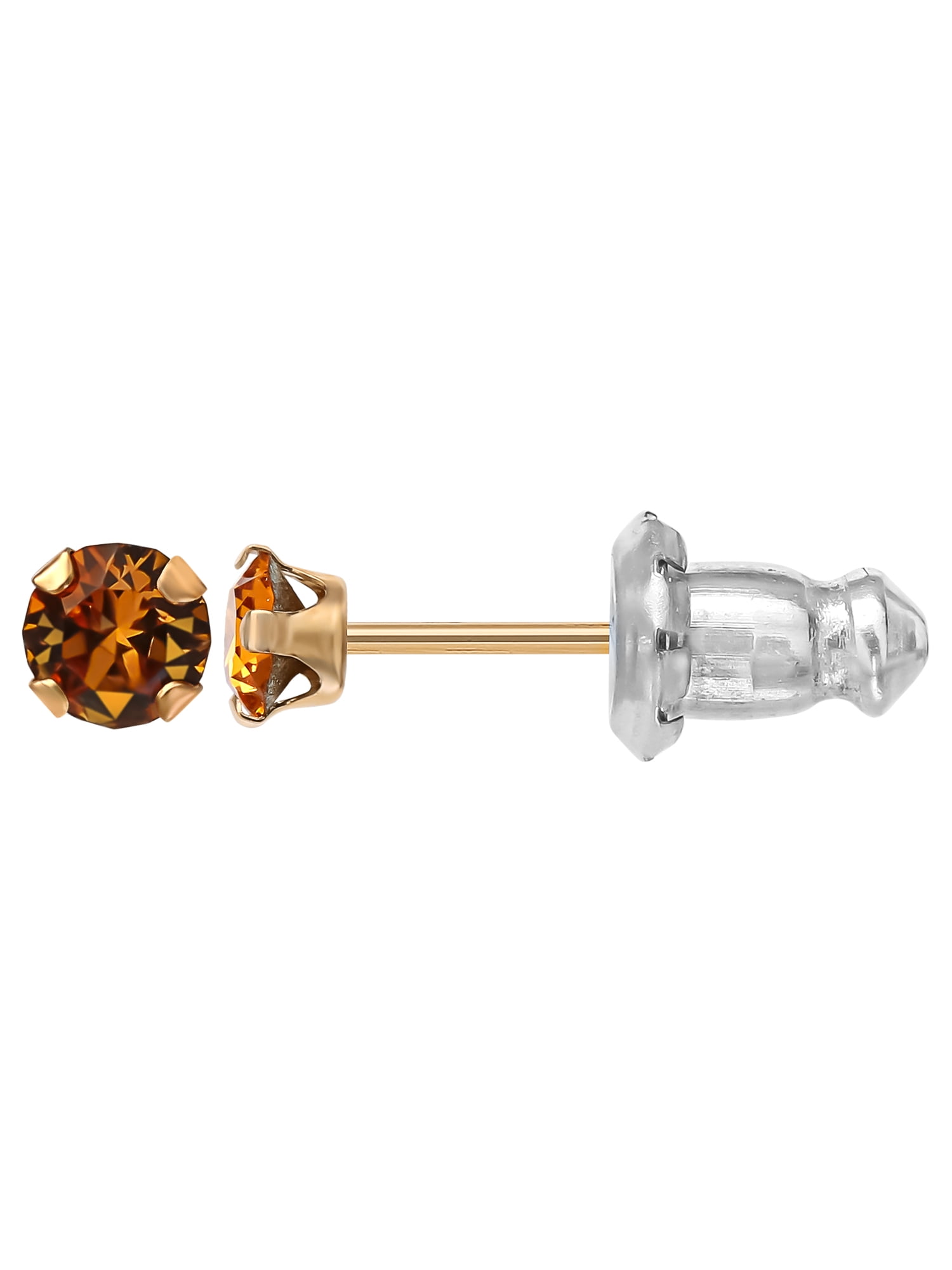 Brilliance Fine Jewelry Girls' 14K Yellow Gold November Birthstone Crystal Stud Earrings