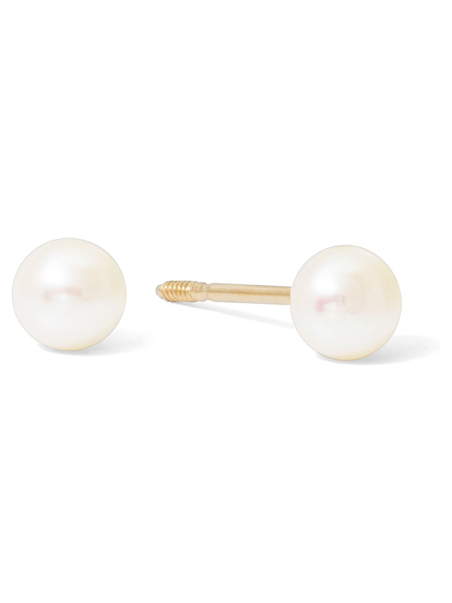 Brilliance Fine Jewelry Girl’s/Tween 14K Yellow Gold Button Pearl Stud Earrings