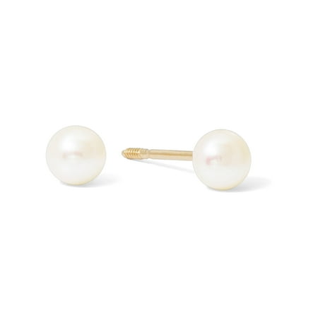 Brilliance Fine Jewelry Girl’s/Tween 14K Yellow Gold Button Pearl Stud Earrings