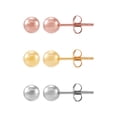 thumbnail image 1 of Brilliance Fine Jewelry Girls 10K Tri-Color Gold 4mm Ball Stud Earrings Set, 3 Pairs, 1 of 4