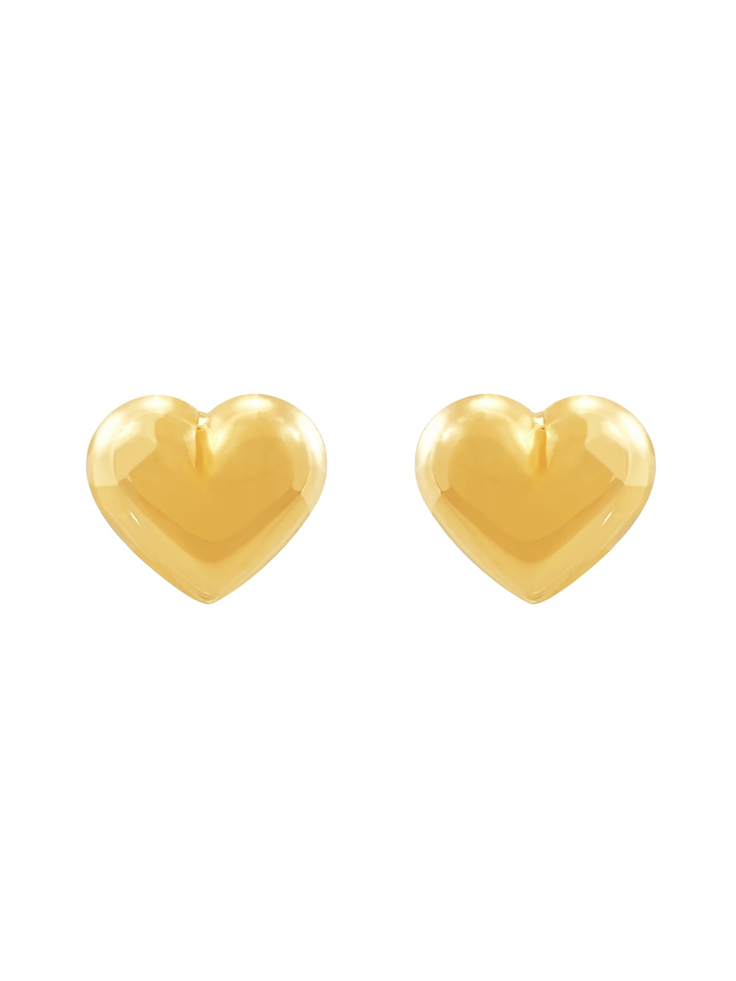 Brilliance Fine Jewelry Girls 10K Yellow Gold Puffed Heart Stud with ...