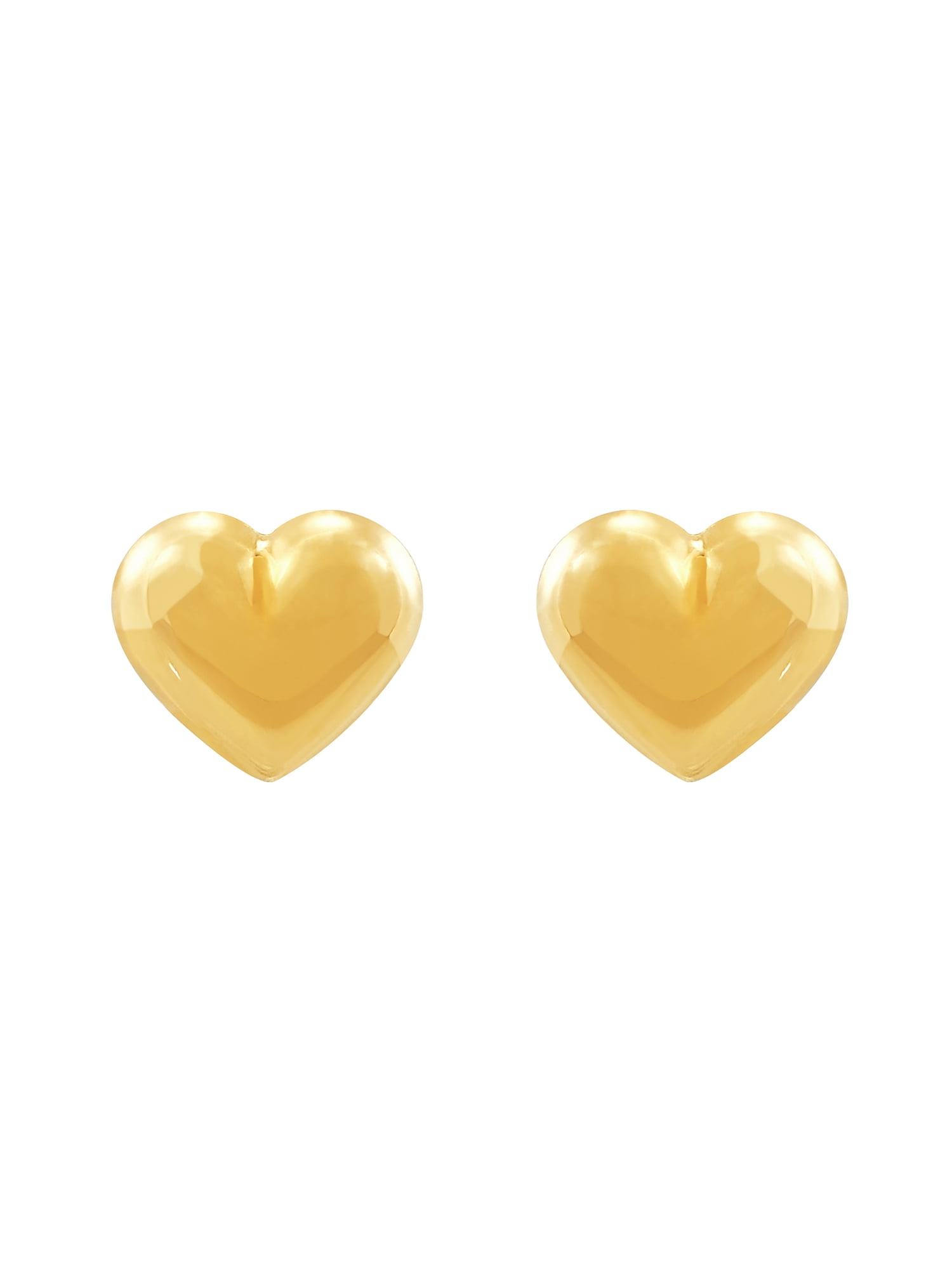 Brilliance Fine Jewelry Girls 10K Yellow Gold Puffed Heart Stud
