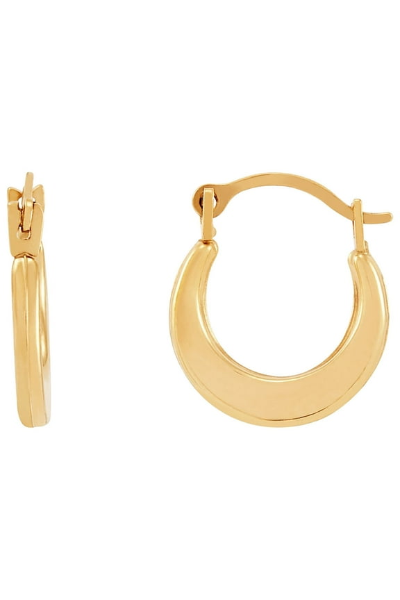 Girls 10K Yellow Gold Round Hollow Plain Hoop Earrings