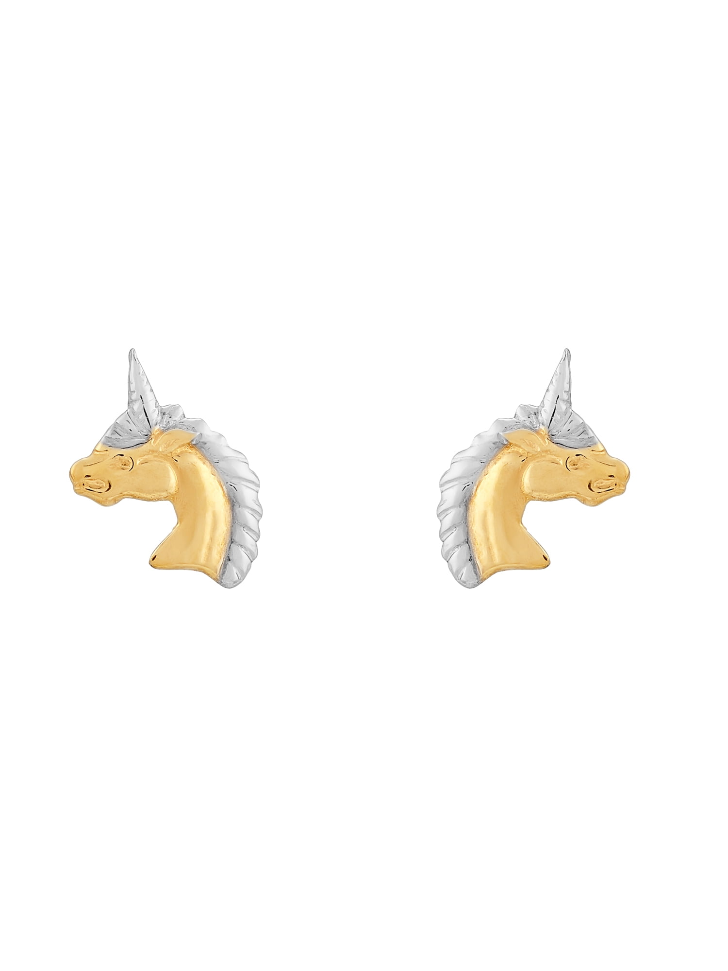 Brilliance Fine Jewelry Girls 10K Yellow Gold with Rhodium Unicorn Earrings