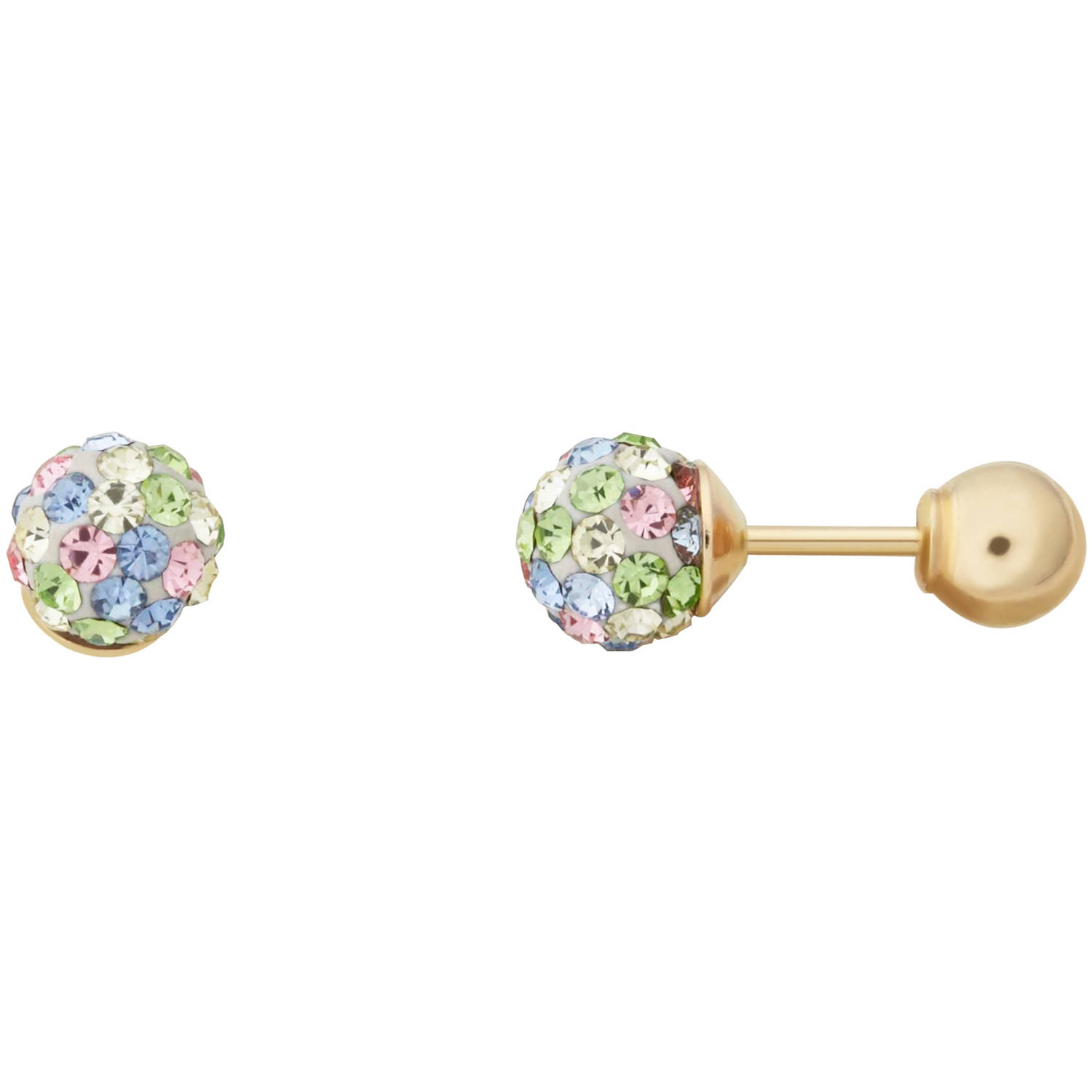 Brilliance Fine Jewelry Girls' Pastel Crystals 4.8MM Ball Earrings in 10K Yellow Gold - image 1 of 4