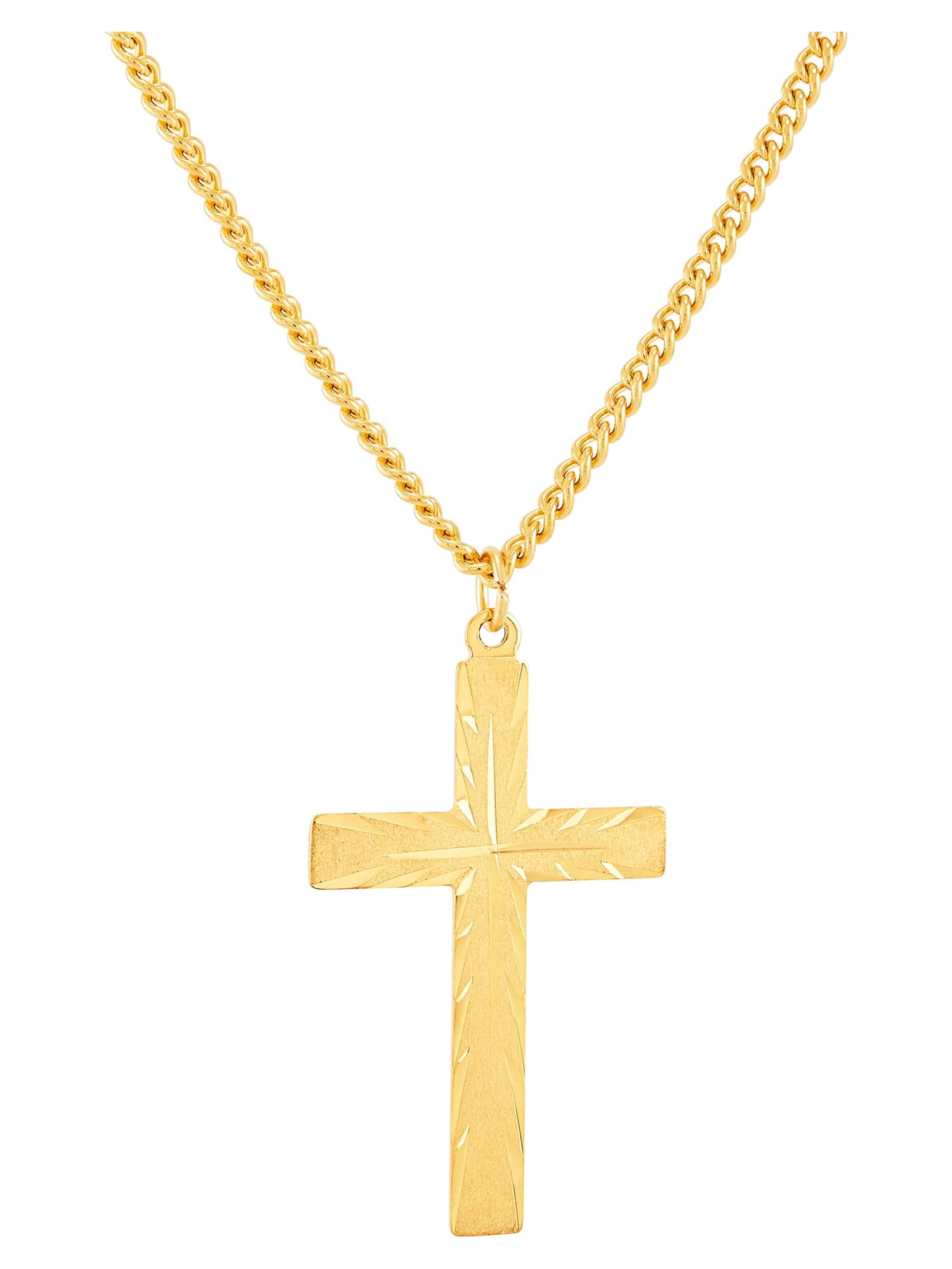 Brilliance Fine Jewelry Gold-Filled Cross Pendant, 24" Stainless Steel Chain - image 1 of 4