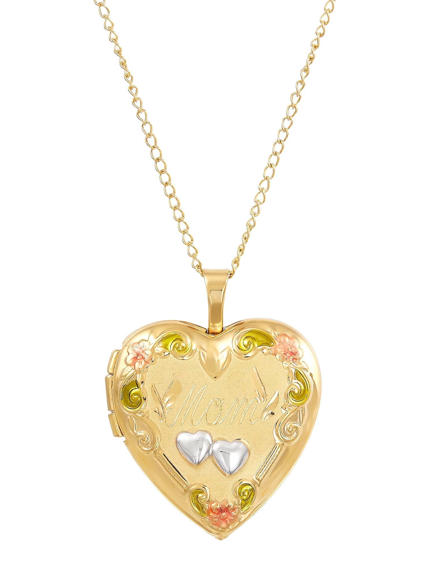 Brilliance Fine Jewelry Gold Filled Hollow Mom Locket Heart Pendant,18"