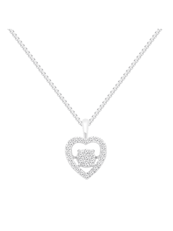 Heart 1/3 Carat Lab Grown Diamond Dancing Pendant Necklace in Sterling Silver