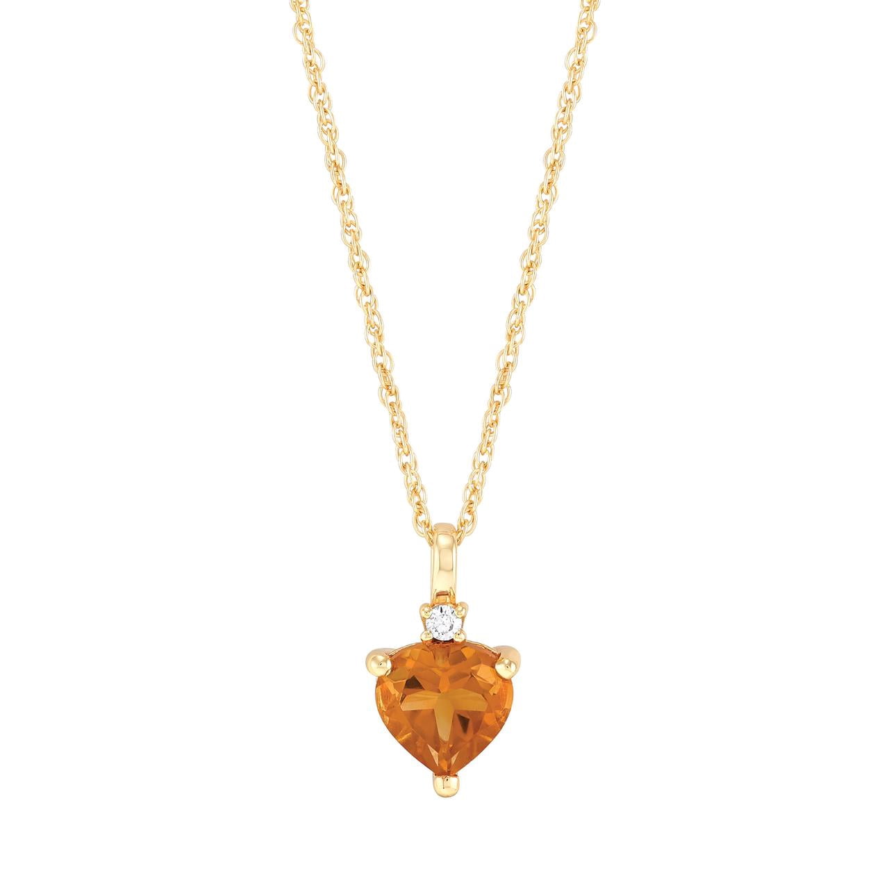 Brilliance Fine Jewelry Heart Citrine and White Cubic Zirconia Pendant Necklace