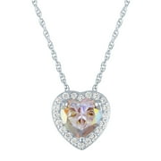 Brilliance Fine Jewelry Heart Cubic Zirconia Pendant Necklace, Sterling Silver, 18 in