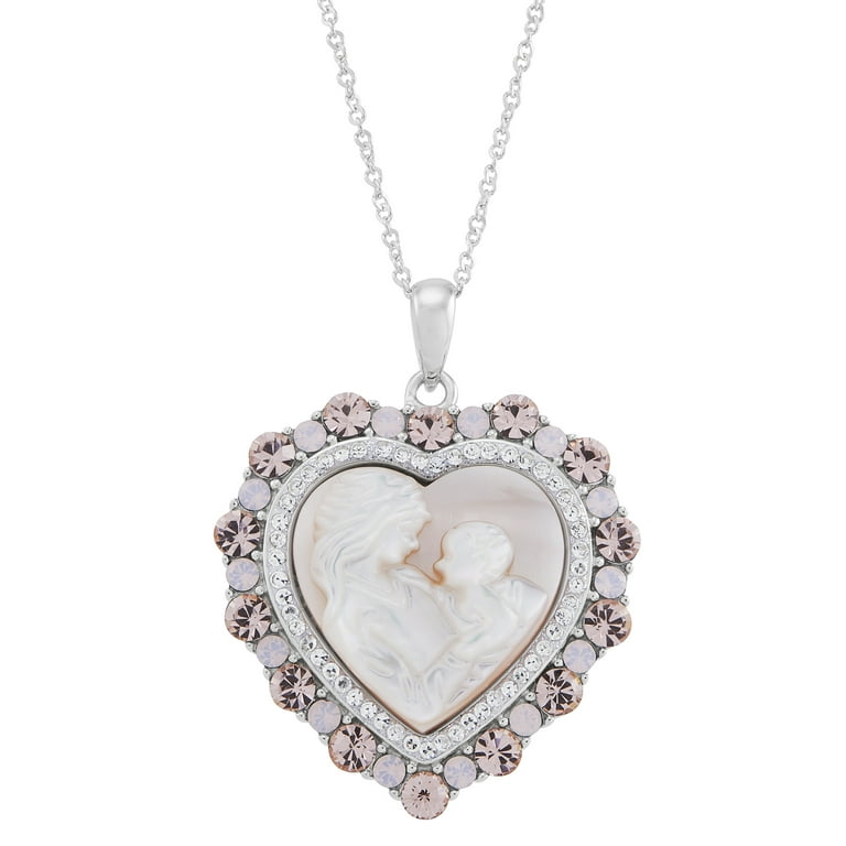Brilliance Fine Jewelry Heart Mother of Pearl,Crystal,Mom,Baby