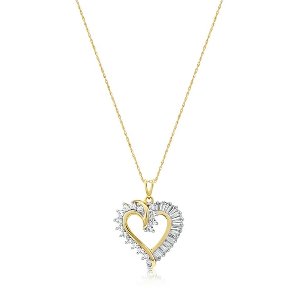 Brilliance Fine Jewelry Heart Pendant with Simulated Diamond in 10K