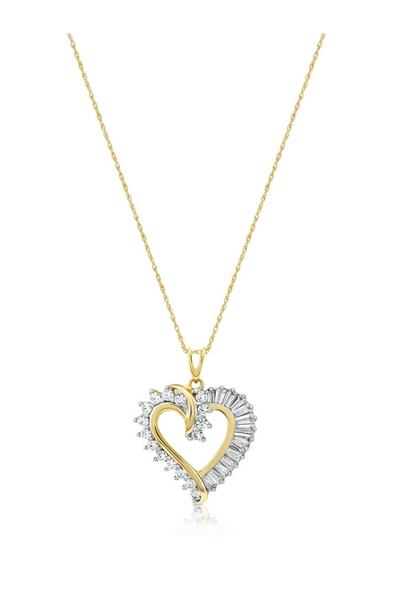 Heart Pendant with Simulated Diamond in 10K Yellow Gold For Women