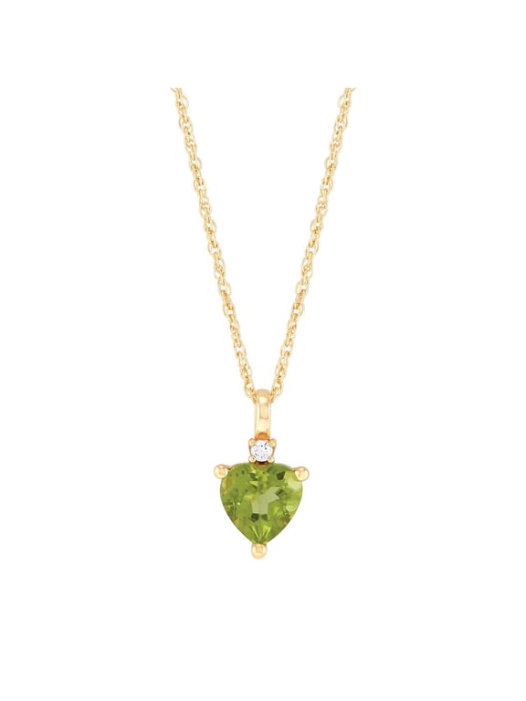 Heart Peridot and White Cubic Zirconia Pendant Necklace in Sterling Silver and 14KT Gold Plate