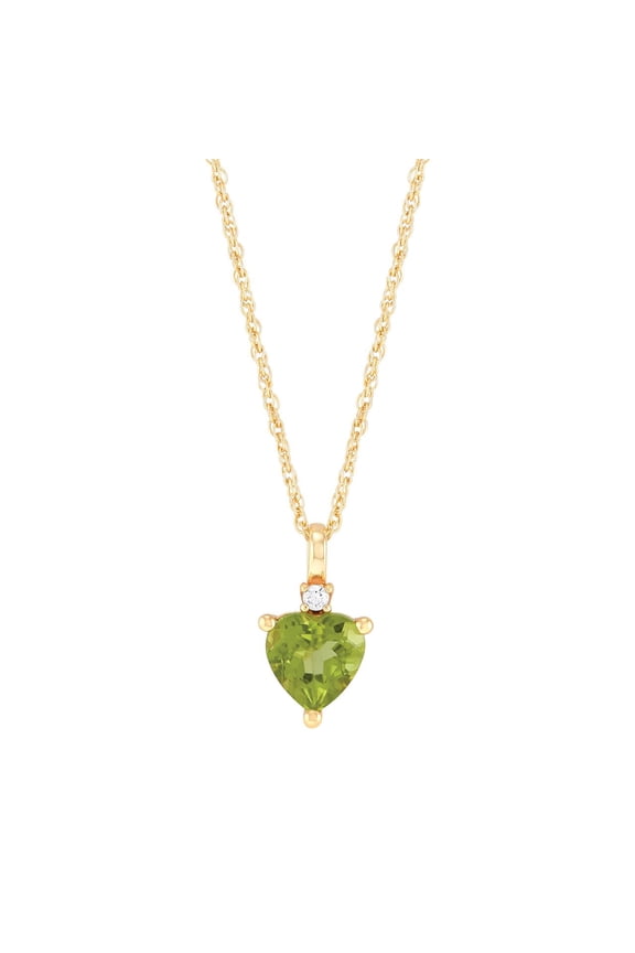 Heart Peridot and White Cubic Zirconia Pendant Necklace in Sterling Silver and 14KT Gold Plate