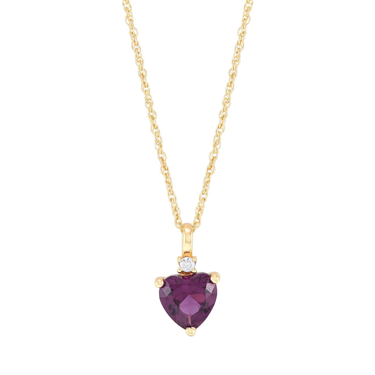 Brilliance Fine Jewelry Heart Simulated Amethyst and Cubic Zirconia Pendant Necklace
