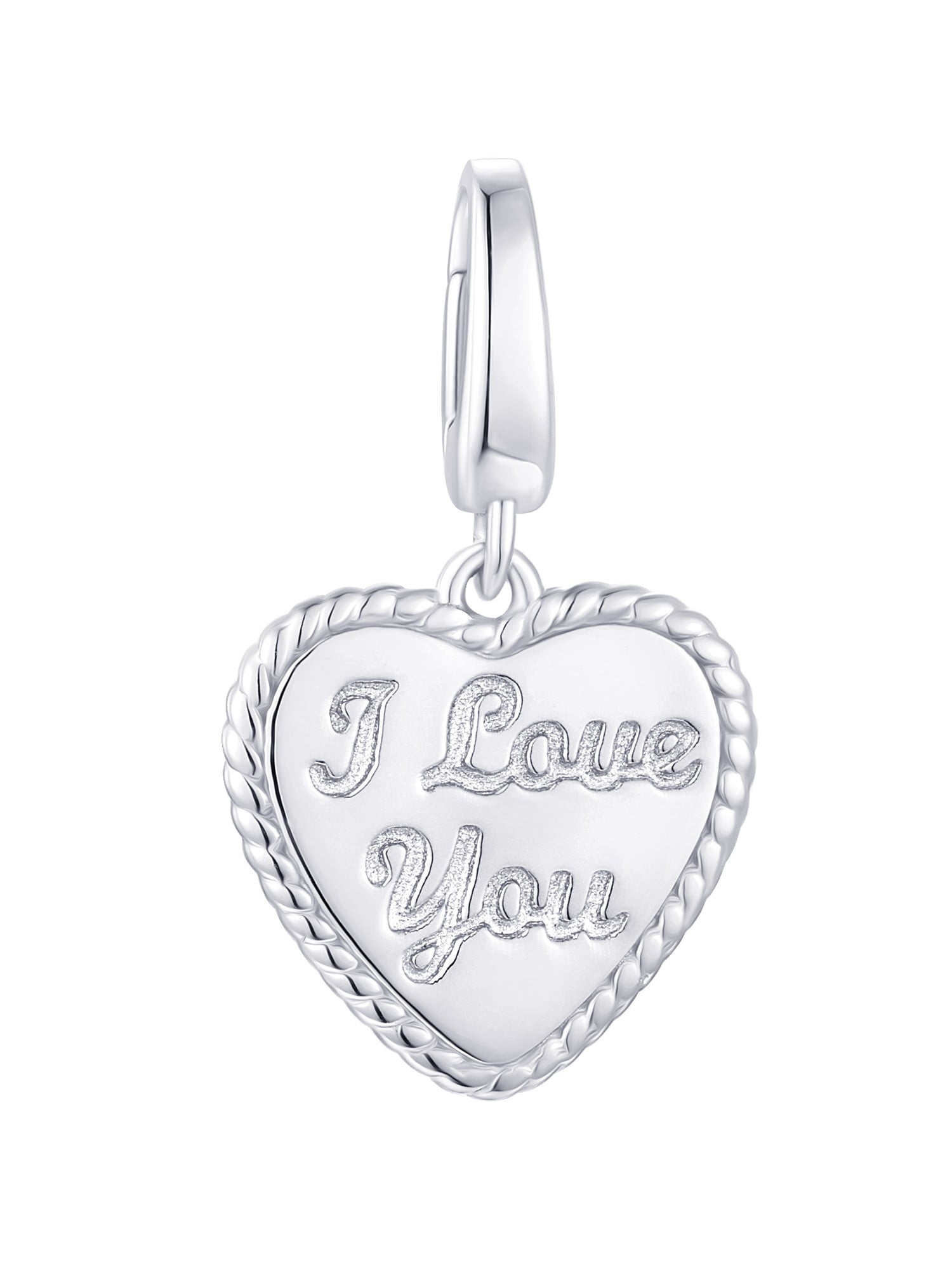 Brilliance Fine Jewelry I Love You Charm Heart in Sterling Silver