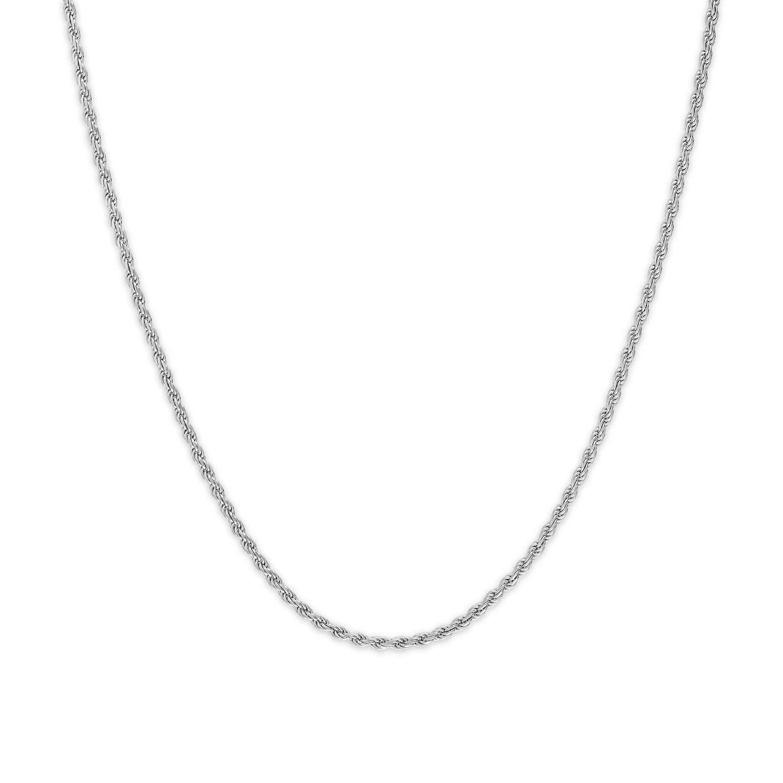 Brilliance Fine Jewelry Italian Sterling Silver 2.8mm Rope Chain Necklace, 22"