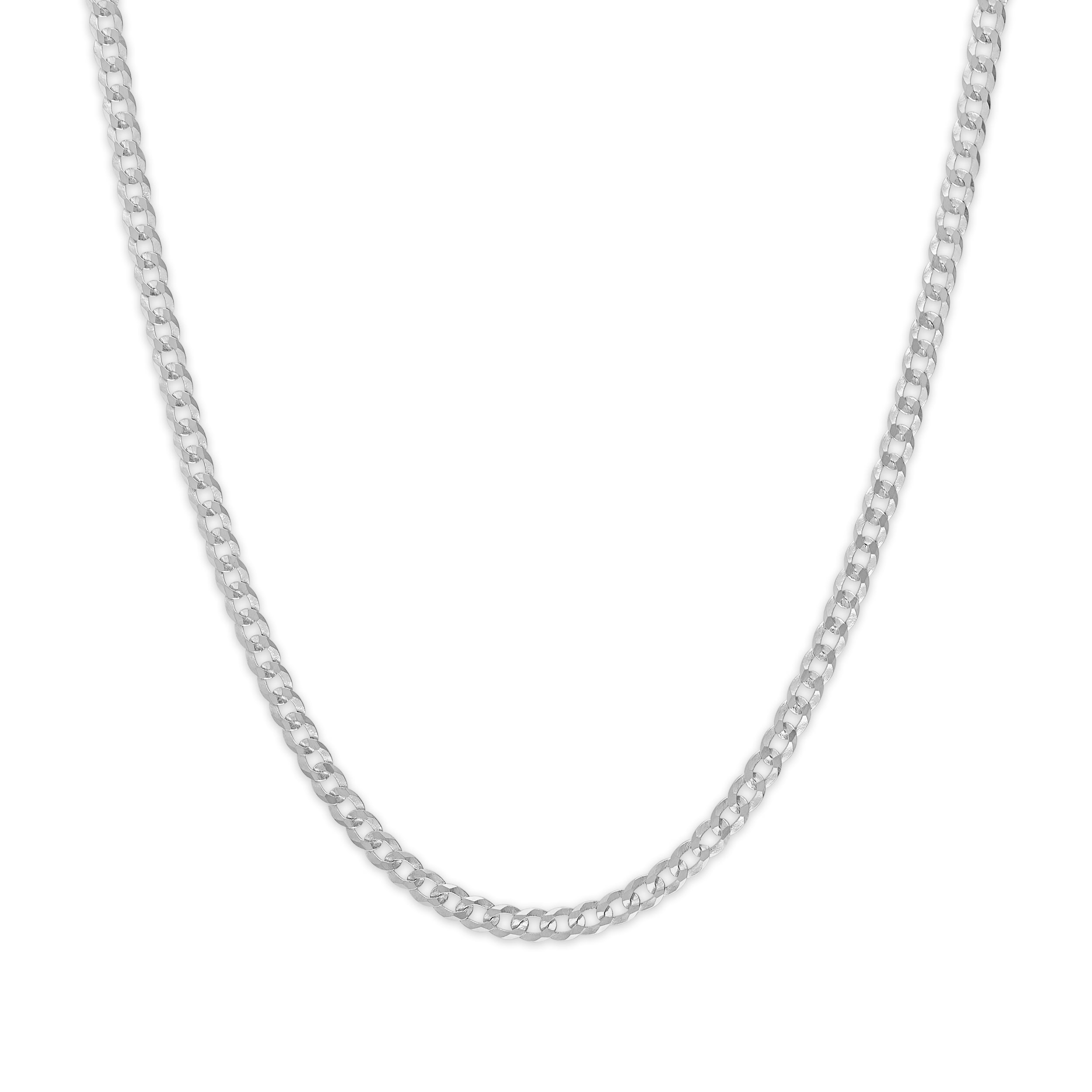 Brilliance Fine Jewelry Italian Sterling Silver 5mm Diamond-Cut Flat Curb Chain Necklace, 20"